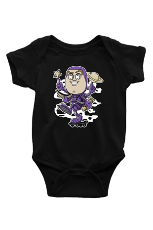 Buzz Skateboard Baskılı Unisex Siyah Bebek Body - Zıbın