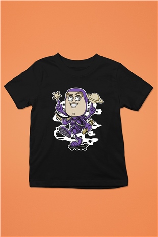 Buzz Skateboard Baskılı Unisex Siyah Çocuk Tişört