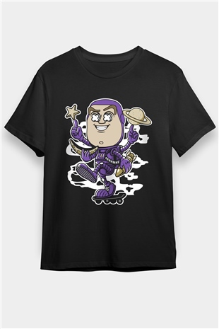 Buzz Skateboard Baskılı Unisex Siyah Tişört