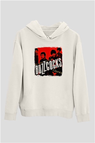 Buzzcocks Baskılı Unisex Beyaz Hoodie