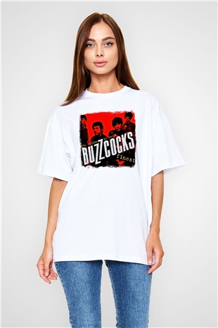 Buzzcocks Baskılı Unisex Beyaz Oversize Tişört