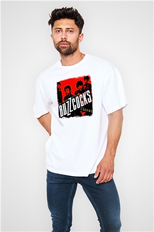 Buzzcocks Baskılı Unisex Beyaz Oversize Tişört