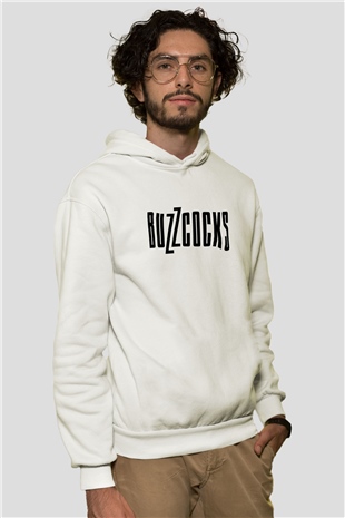 Buzzcocks Beyaz Unisex Kapşonlu Sweatshirt