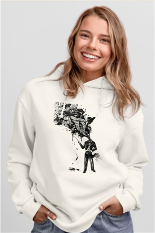 Cacophony Beyaz Unisex Kapüşonlu Sweatshirt