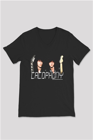 Cacophony Siyah Unisex V Yaka Tişört T-Shirt