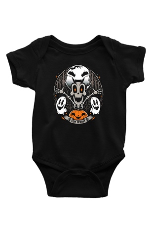 Cadılar Bayramı BaskılıSiyah  Bebek Body - Zıbın