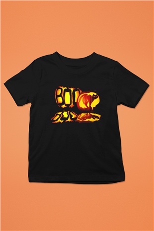 Cadılar Bayramı-Halloween Baskılı Siyah Unisex Çocuk Tişört
