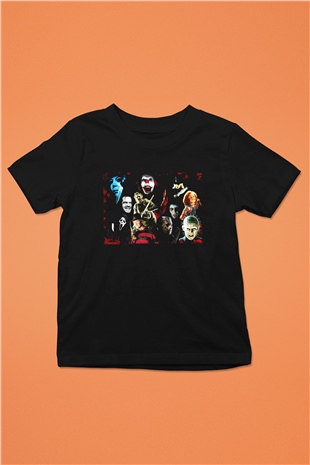 Cadılar Bayramı-Halloween Baskılı Siyah Unisex Çocuk Tişört