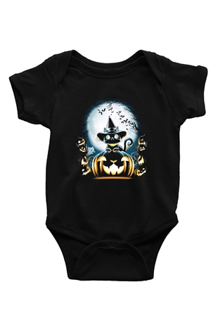 Cadılar Bayramı-Halloween Siyah Bebek Body - Zıbın