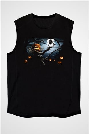 Cadılar Bayramı-Halloween Siyah Unisex Kolsuz Tişört