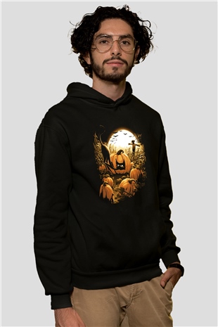Cadılar Bayramı-Halloween Siyah Unisex Kapüşonlu Sweatshirt