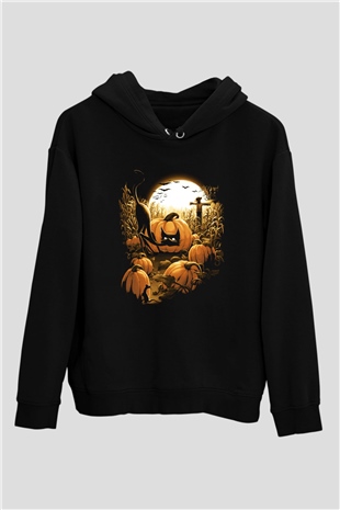 Cadılar Bayramı-Halloween Siyah Unisex Kapüşonlu Sweatshirt