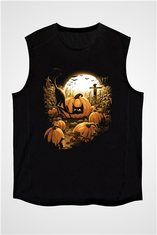 Cadılar Bayramı-Halloween Siyah Unisex Kolsuz Tişört