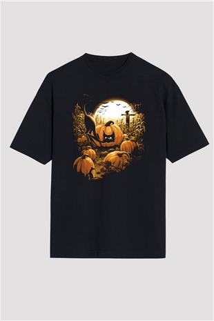 Cadılar Bayramı-Halloween Siyah Oversize Tişört Oversize T-shirt - TişörtFabrikası