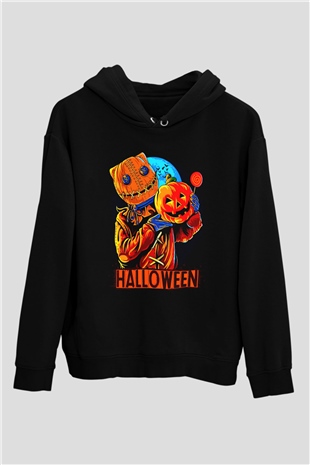 Cadılar Bayramı-Halloween Siyah Unisex Kapüşonlu Sweatshirt