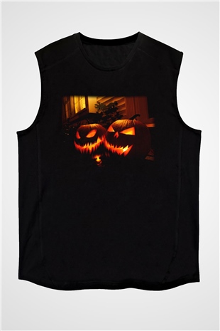 Cadılar Bayramı-Halloween Siyah Unisex Kolsuz Tişört