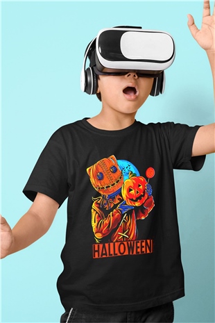 Cadılar Bayramı-Halloween Siyah Unisex Çocuk Tişört