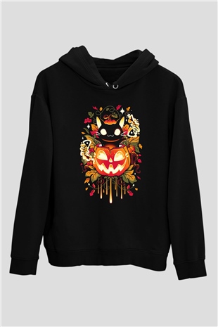 Cadılar Bayramı-Halloween Siyah Unisex Kapüşonlu Sweatshirt