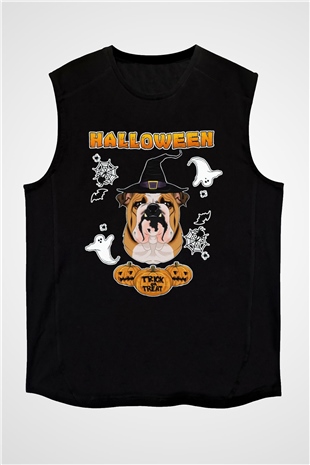 Cadılar Bayramı-Halloween Siyah Unisex Kolsuz Tişört