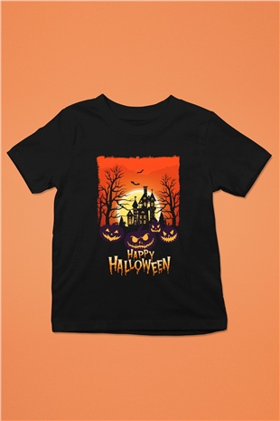 Cadılar Bayramı-Halloween Siyah Unisex Çocuk Tişört