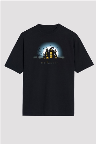 Cadılar Bayramı-Halloween Siyah Unisex Oversize Tişört T-Shirt