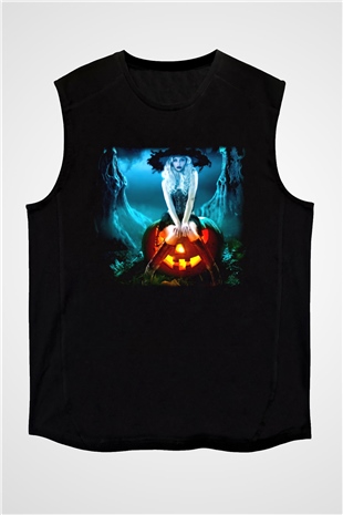 Cadılar Bayramı-Halloween Siyah Unisex Kolsuz Tişört