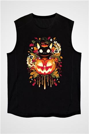 Cadılar Bayramı-Halloween Siyah Unisex Kolsuz Tişört