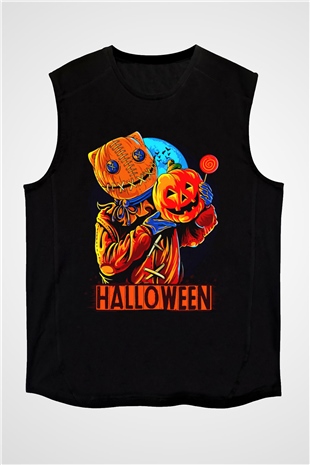 Cadılar Bayramı-Halloween Siyah Unisex Kolsuz Tişört