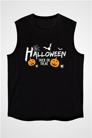Cadılar Bayramı-Halloween Siyah Unisex Kolsuz Tişört