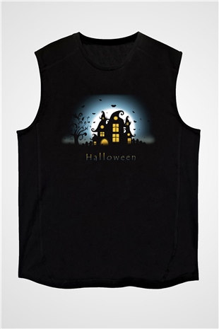 Cadılar Bayramı-Halloween Siyah Unisex Kolsuz Tişört