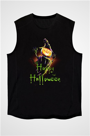 Cadılar Bayramı-Halloween Siyah Unisex Kolsuz Tişört