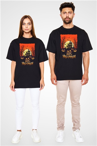 Cadılar Bayramı-Halloween Siyah Oversize Tişört Oversize T-shirt - TişörtFabrikası