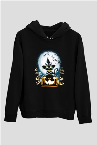 Cadılar Bayramı-Halloween Siyah Unisex Kapüşonlu Sweatshirt