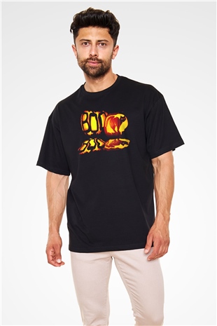 Cadılar Bayramı-Halloween Siyah Unisex Oversize Tişört T-Shirt