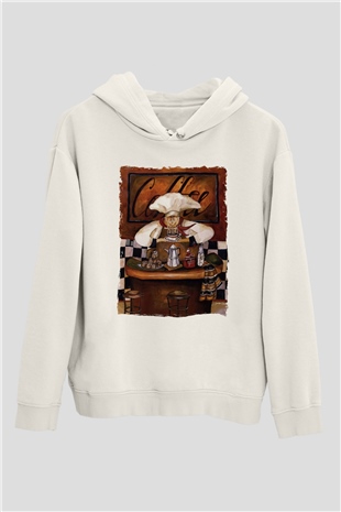 Cafe Beyaz Unisex Kapüşonlu Sweatshirt