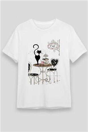 Cafe Beyaz Unisex Tişört T-Shirt - TişörtFabrikası