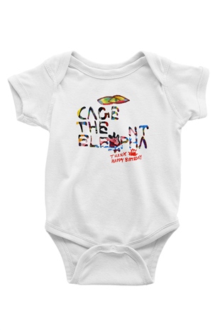 Cage the Elephant Baskılı Beyaz Unisex Bebek Body - Zıbın