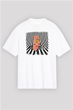 Cage the Elephant Baskılı Unisex Beyaz Oversize Tişört