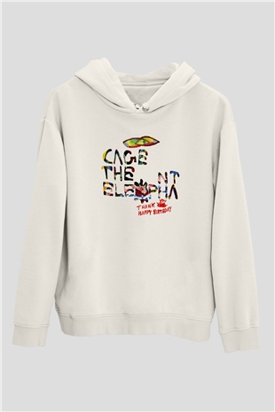 Cage the Elephant Baskılı Unisex Beyaz Hoodie