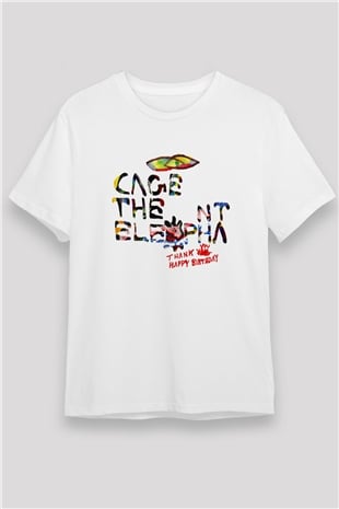 Cage the Elephant Baskılı Unisex Beyaz Tişört