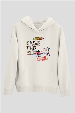 Cage the Elephant Beyaz Unisex Kapşonlu Sweatshirt