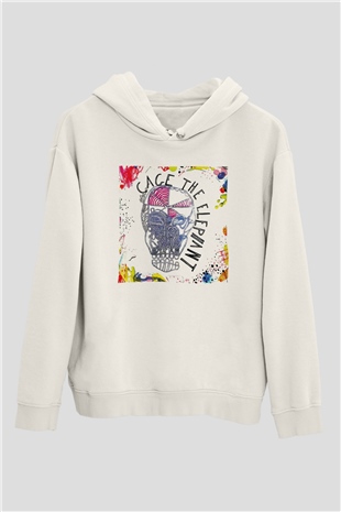 Cage the Elephant Beyaz Unisex Kapşonlu Sweatshirt