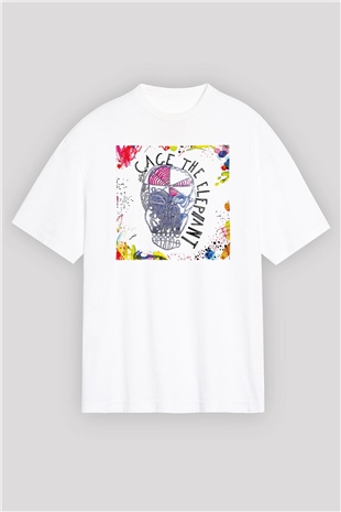 Cage the Elephant Beyaz Unisex Oversize Tişört T-Shirt