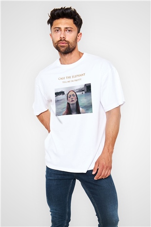 Cage the Elephant Beyaz Unisex Oversize Tişört T-Shirt