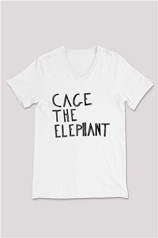 Cage the Elephant Beyaz Unisex V Yaka Tişört T-Shirt