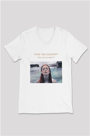 Cage the Elephant Beyaz Unisex V Yaka Tişört T-Shirt