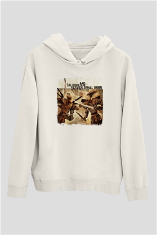 Caliban Baskılı Unisex Beyaz Hoodie