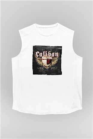 Caliban Baskılı Unisex Beyaz Kolsuz Tişört