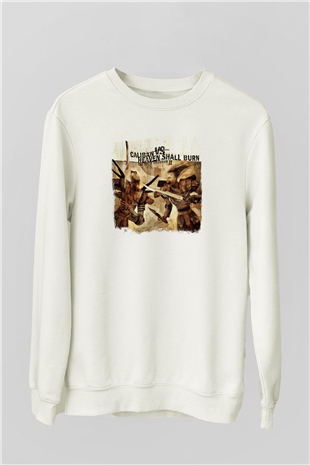 Caliban Baskılı Unisex Beyaz Sweatshirt