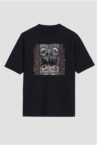 Caliban Baskılı Unisex Siyah Oversize Tişört